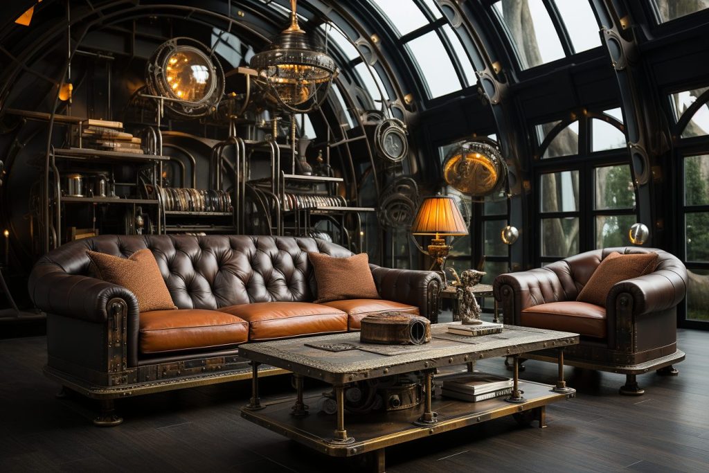 A Modern Steampunk Style Apartment Room AI Artwork 13