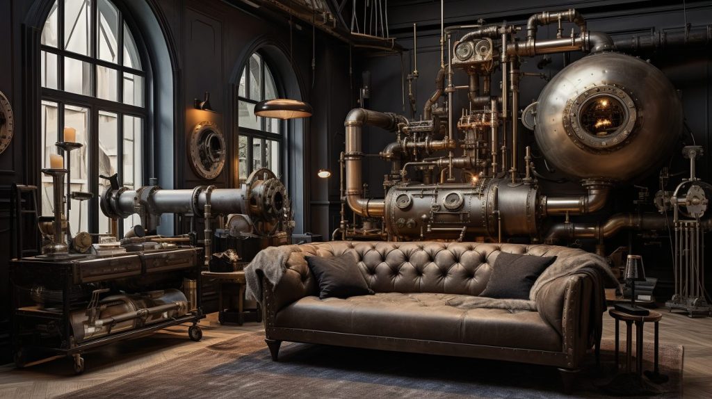 A Modern Steampunk Style Apartment Room AI Artwork 14