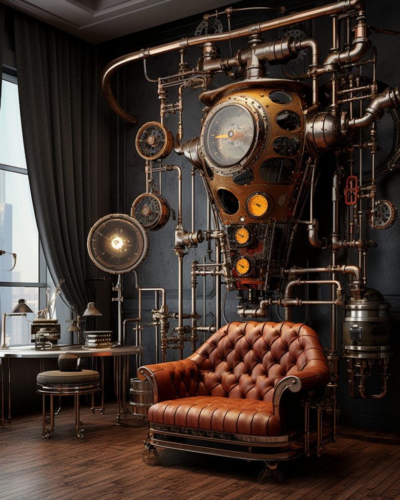 A Modern Steampunk Style Apartment Room AI Artwork 19