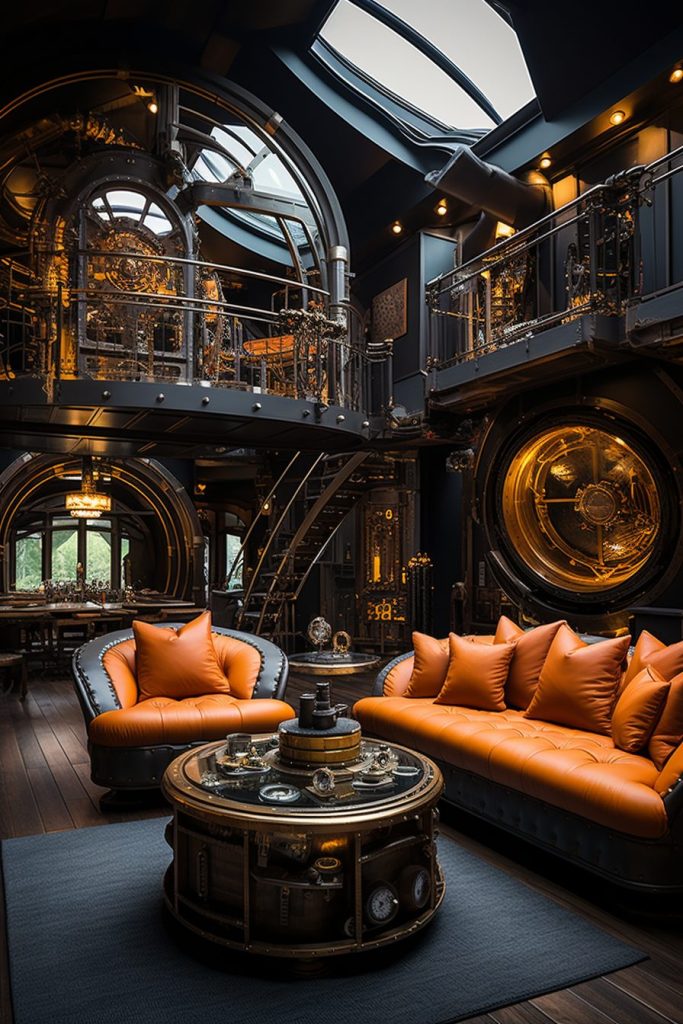 A Modern Steampunk Style Apartment Room AI Artwork 28