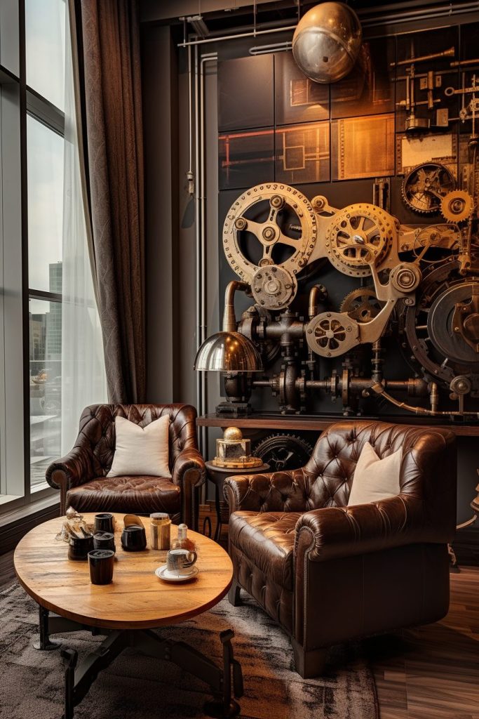 A Modern Steampunk Style Apartment Room AI Artwork 30