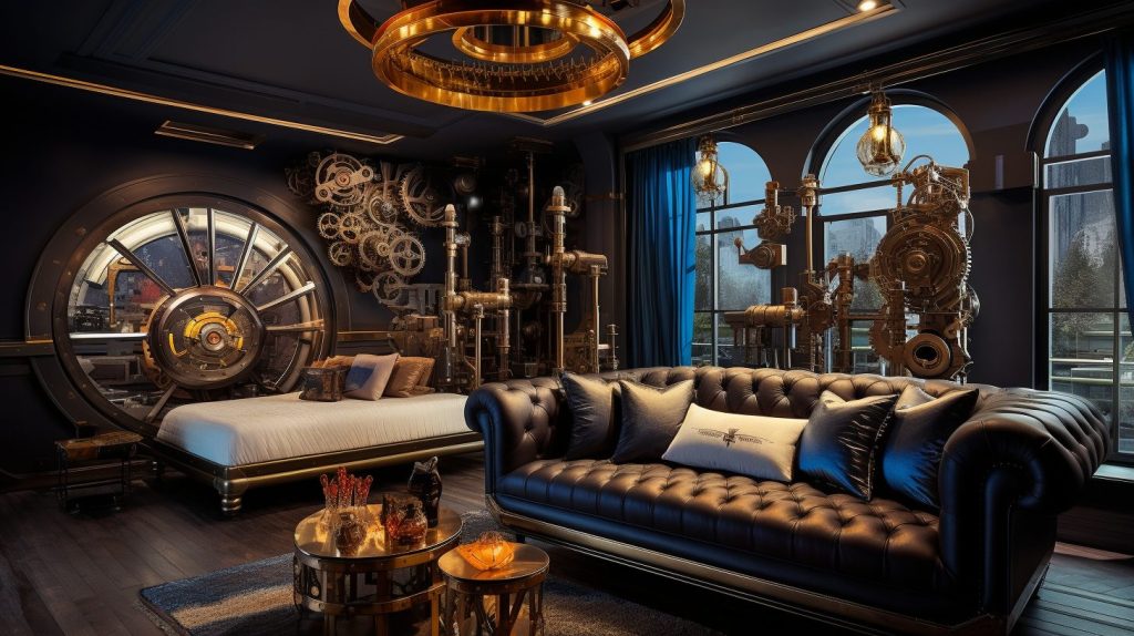 A Modern Steampunk Style Apartment Room AI Artwork 32