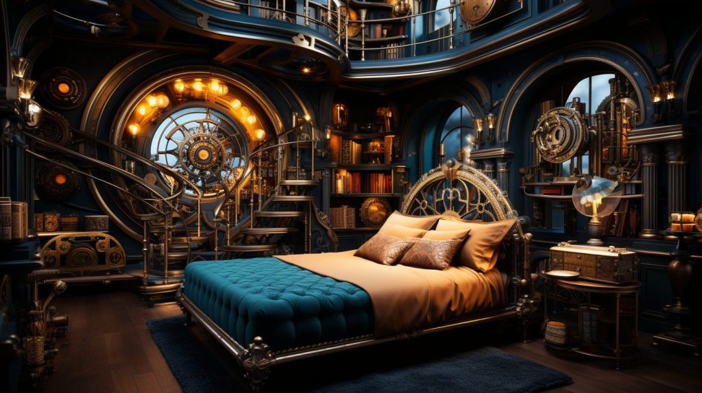 A Modern Steampunk Style Apartment Room AI Artwork 38
