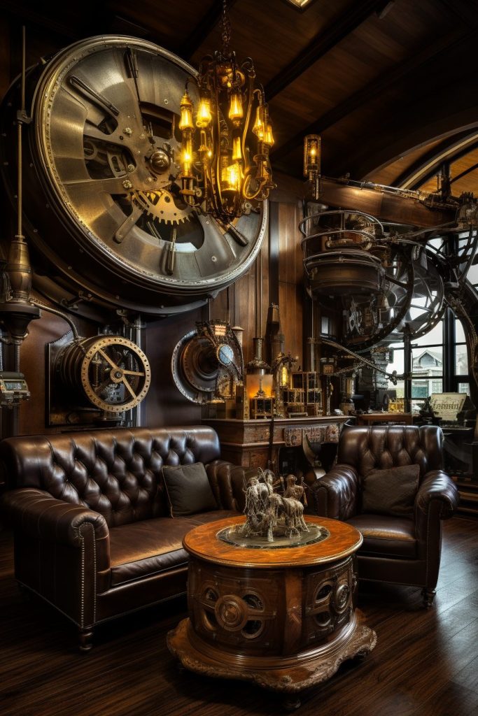 A Modern Steampunk Style Apartment Room AI Artwork 39
