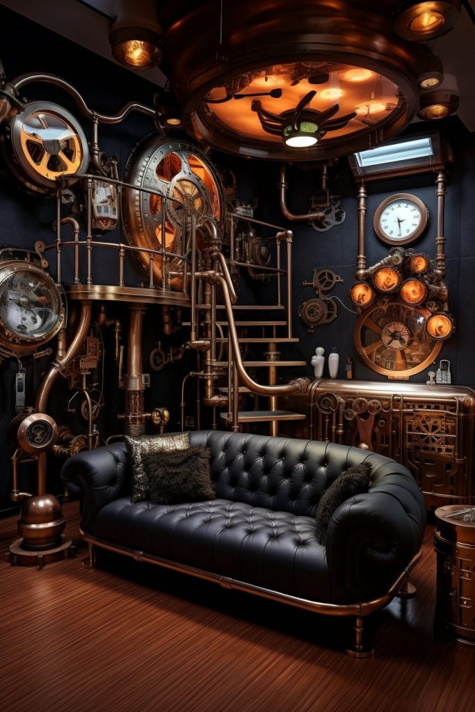 A Modern Steampunk Style Apartment Room AI Artwork 40
