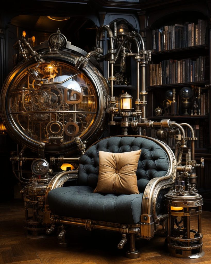 A Modern Steampunk Style Apartment Room AI Artwork 41