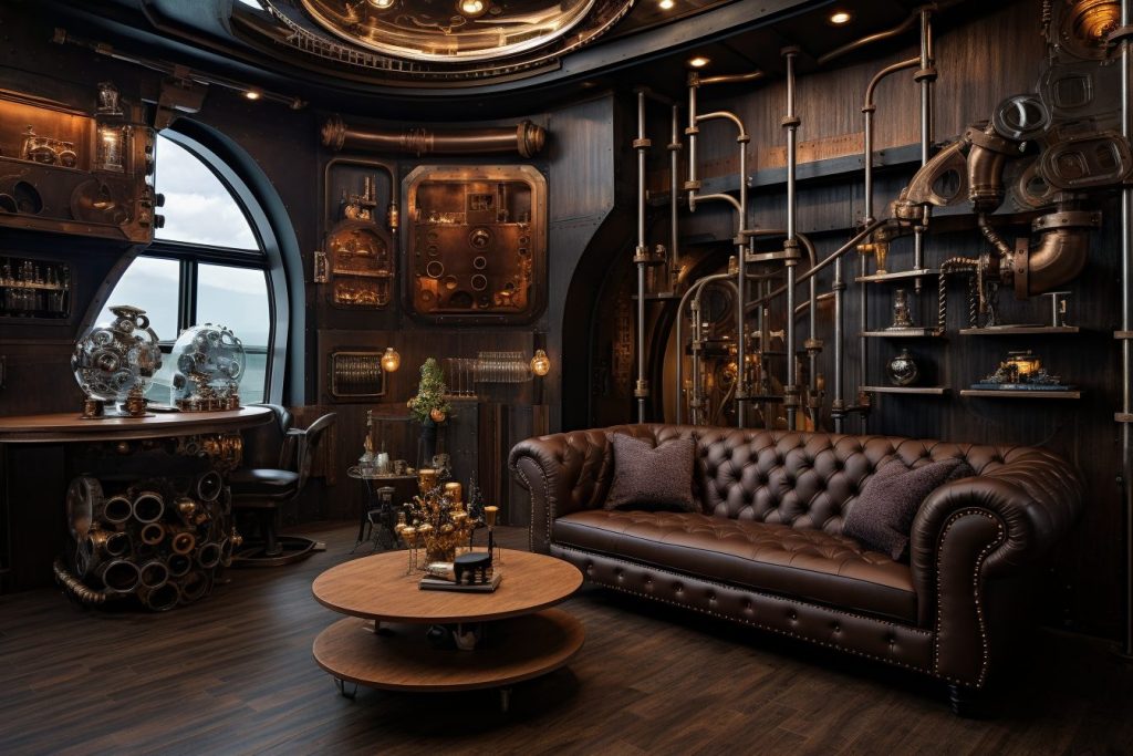 A Modern Steampunk Style Apartment Room AI Artwork 43