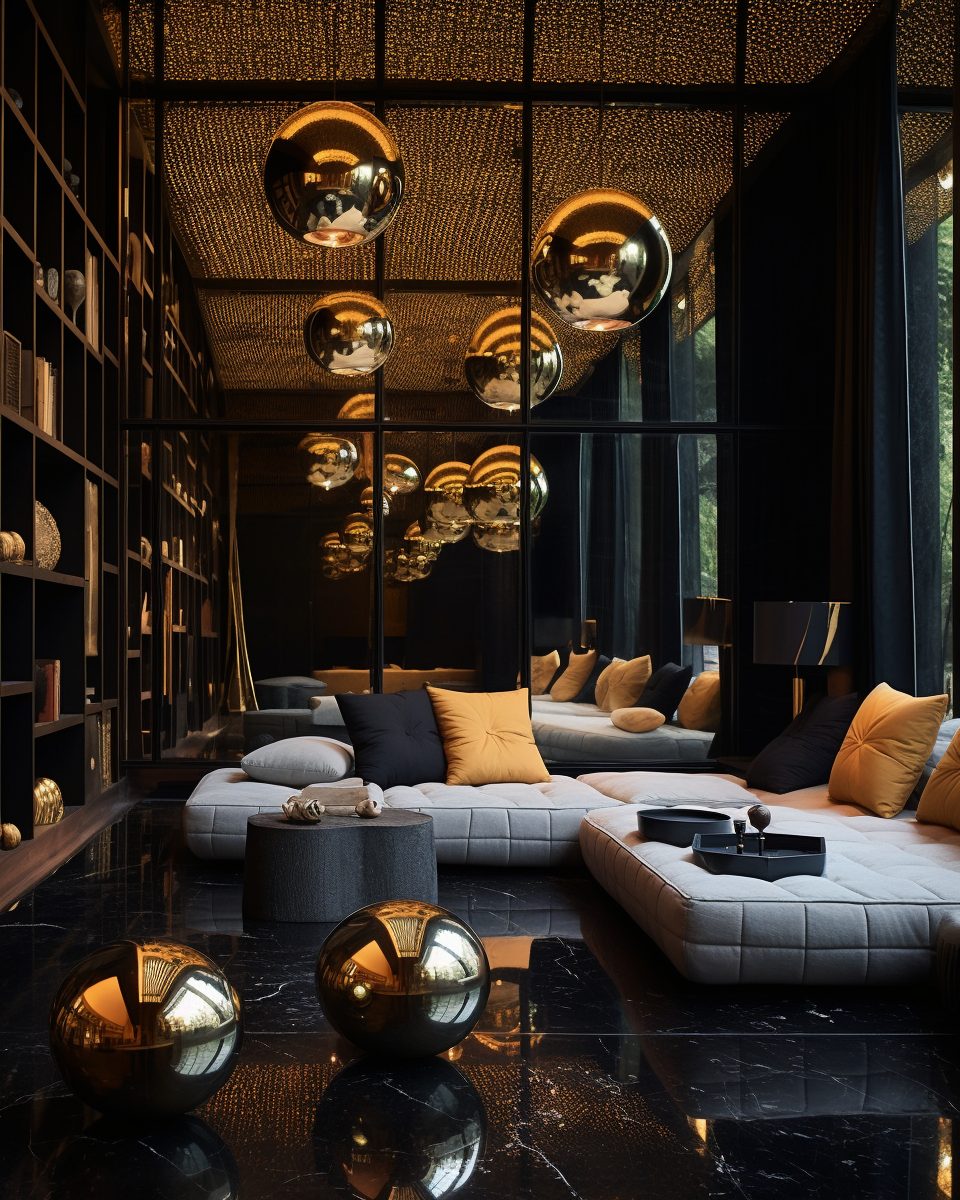 Contemporary Home Interior With Gold and Mirror Accents