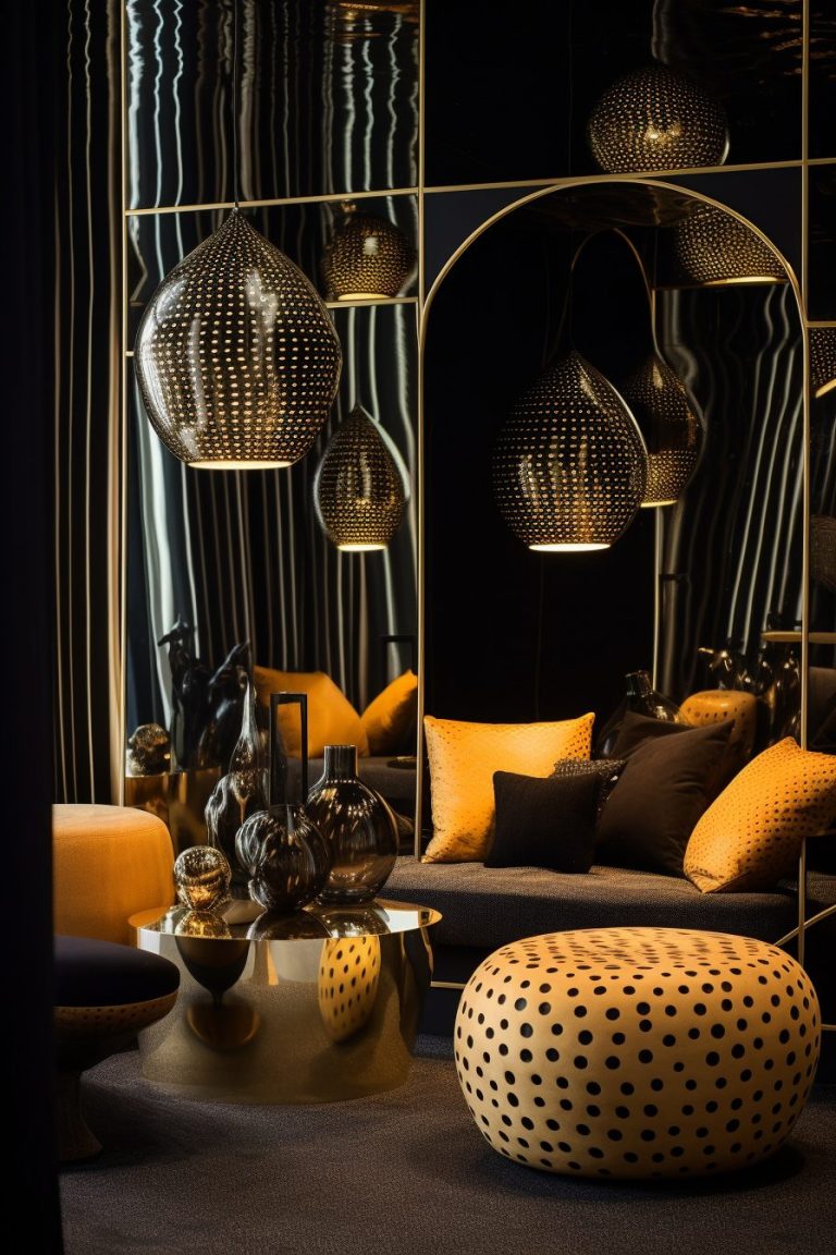 Contemporary Home Interior With Gold and Mirror Accents