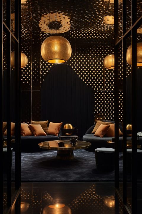 Contemporary Home Interior With Gold and Mirror Accents