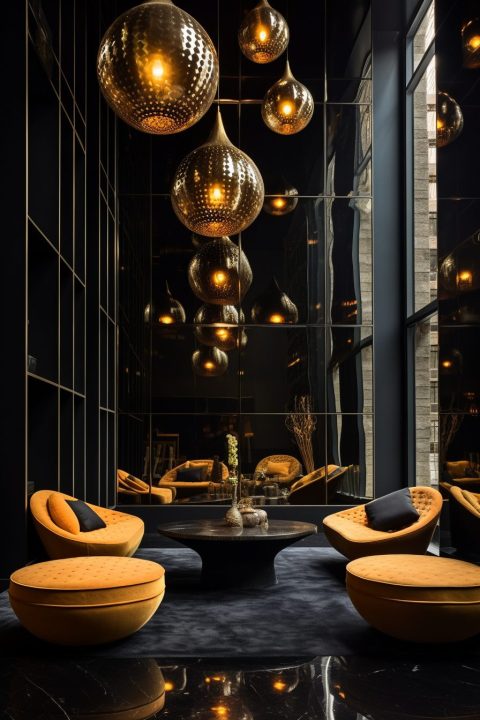 Contemporary Home Interior With Gold and Mirror Accents