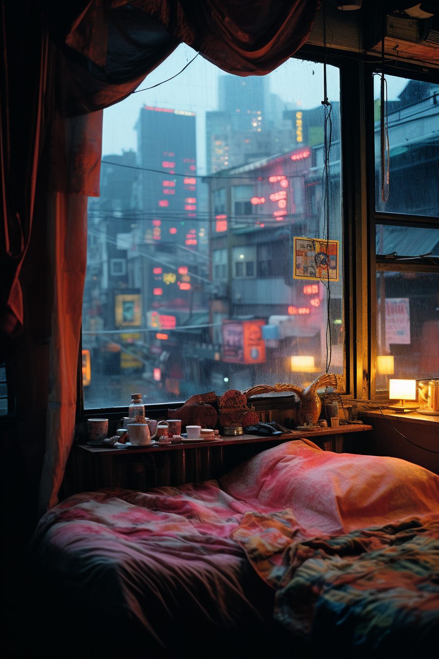 Cozy Bedroom with an Urban View