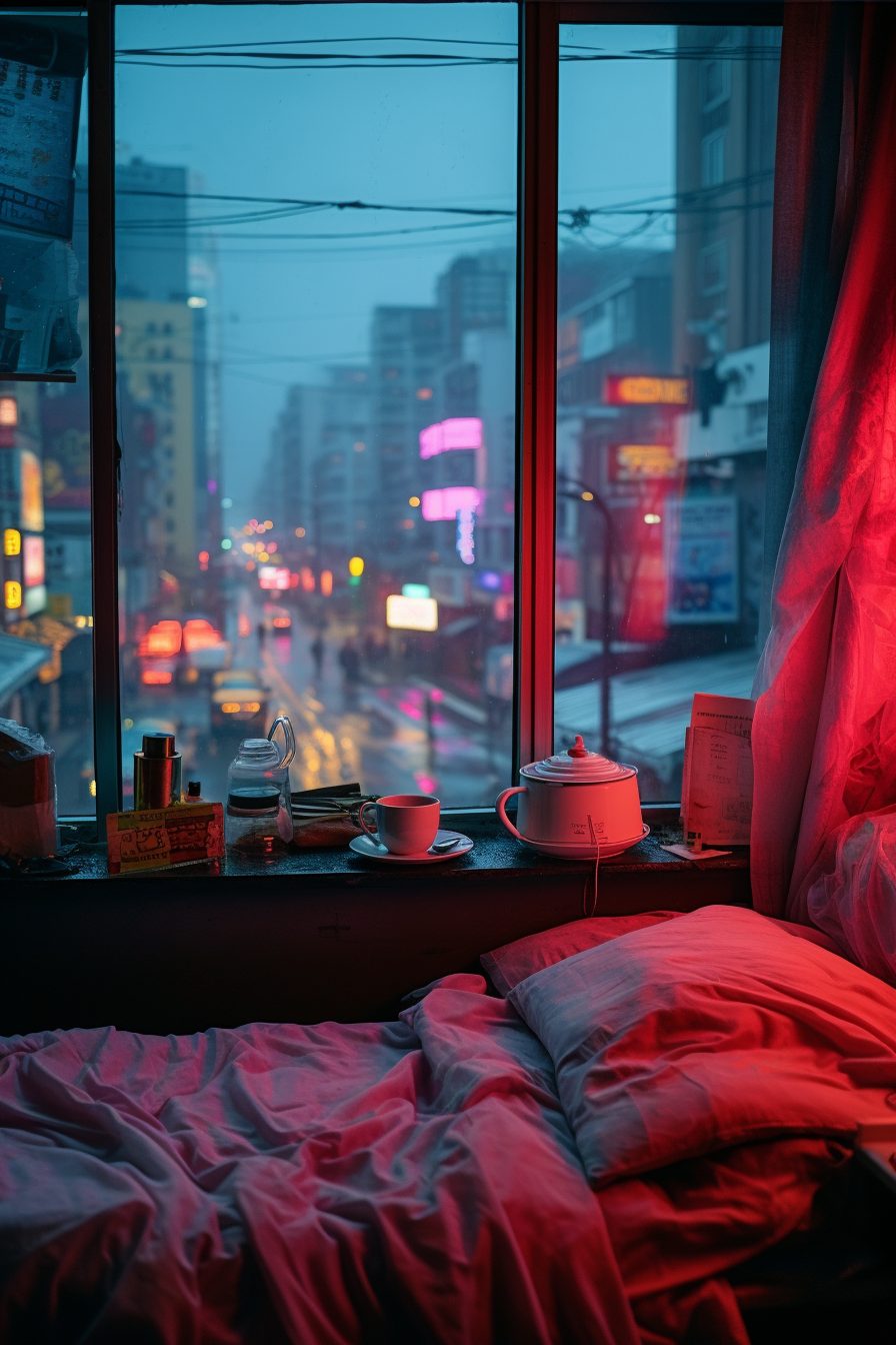 Cozy Bedroom with an Urban View