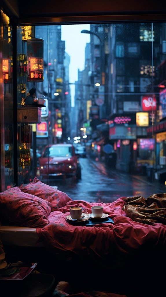 Cozy Bedroom with an Urban View AI Artwork 21