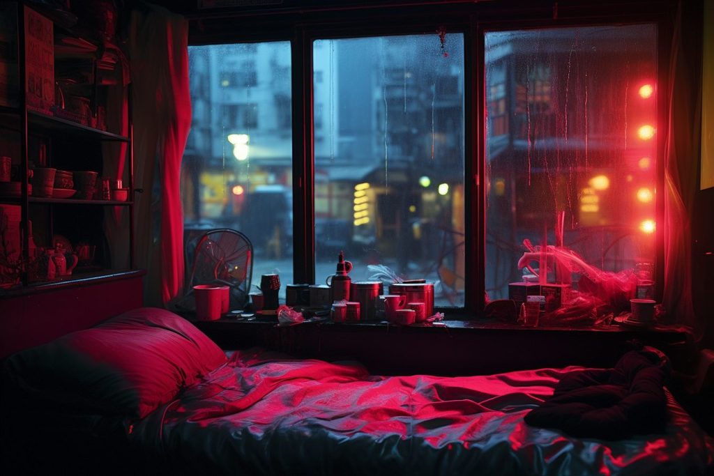 Cozy Bedroom with an Urban View AI Artwork 40