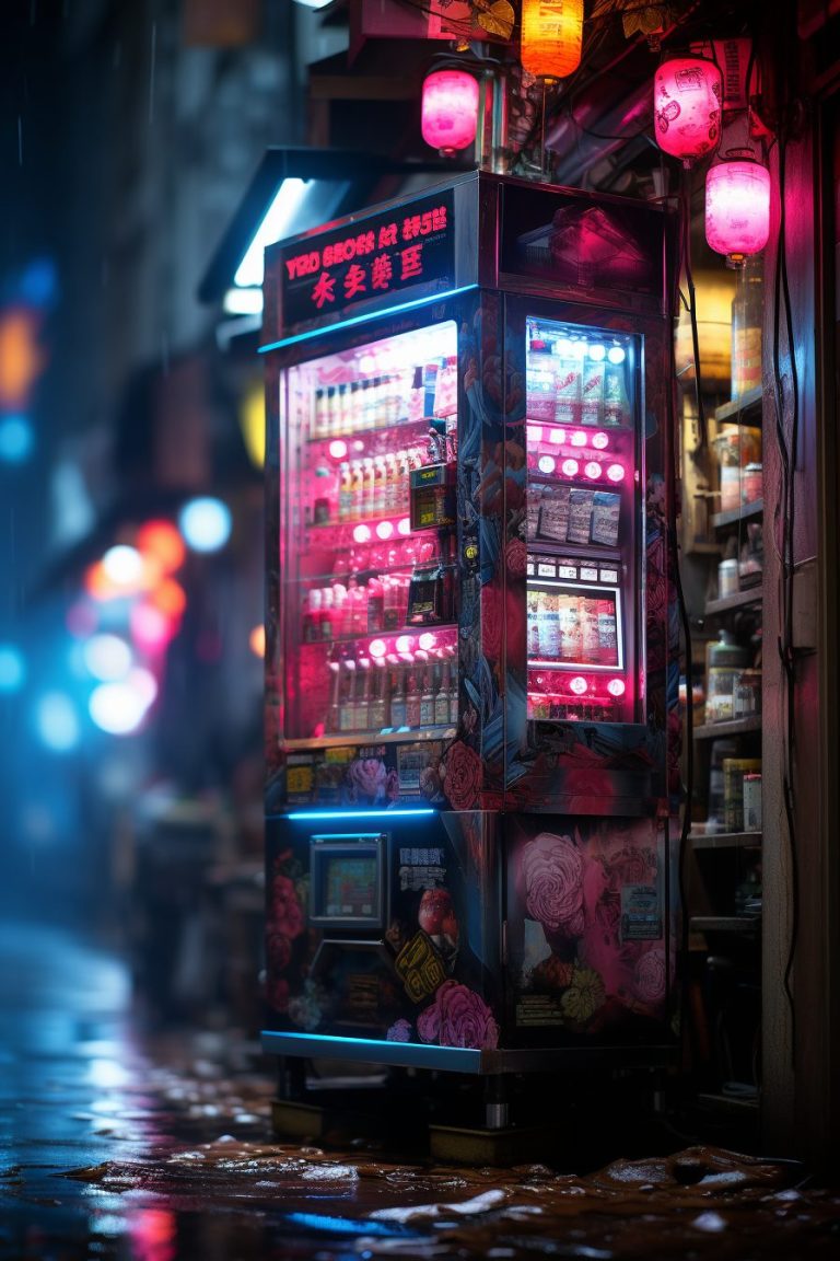 Cyberpunk Neon Vending Machines