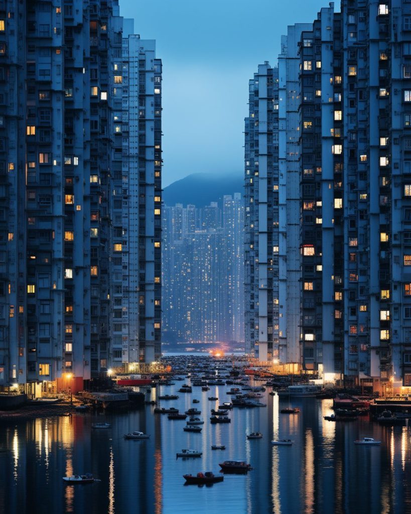 Row Of Ultra-Tall Apartment Buildings AI Artwork 10
