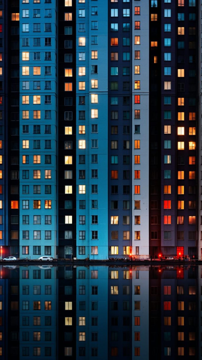 Image showcasing Row Of Ultra-Tall Apartment Buildings