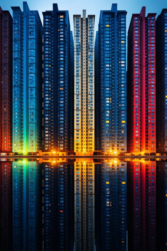 Row Of Ultra-Tall Apartment Buildings AI Artwork 3