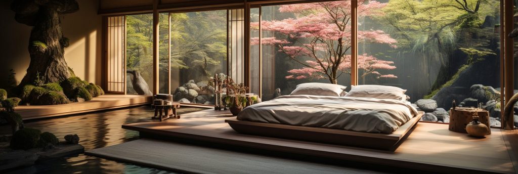 Zen Bedroom with Indoor Bonsai Garden AI Artwork 26