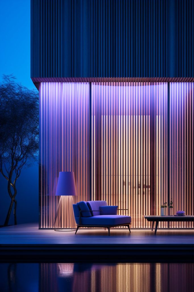 A Bamboo and Light Oak Modern Home - Purple AI Artwork 27