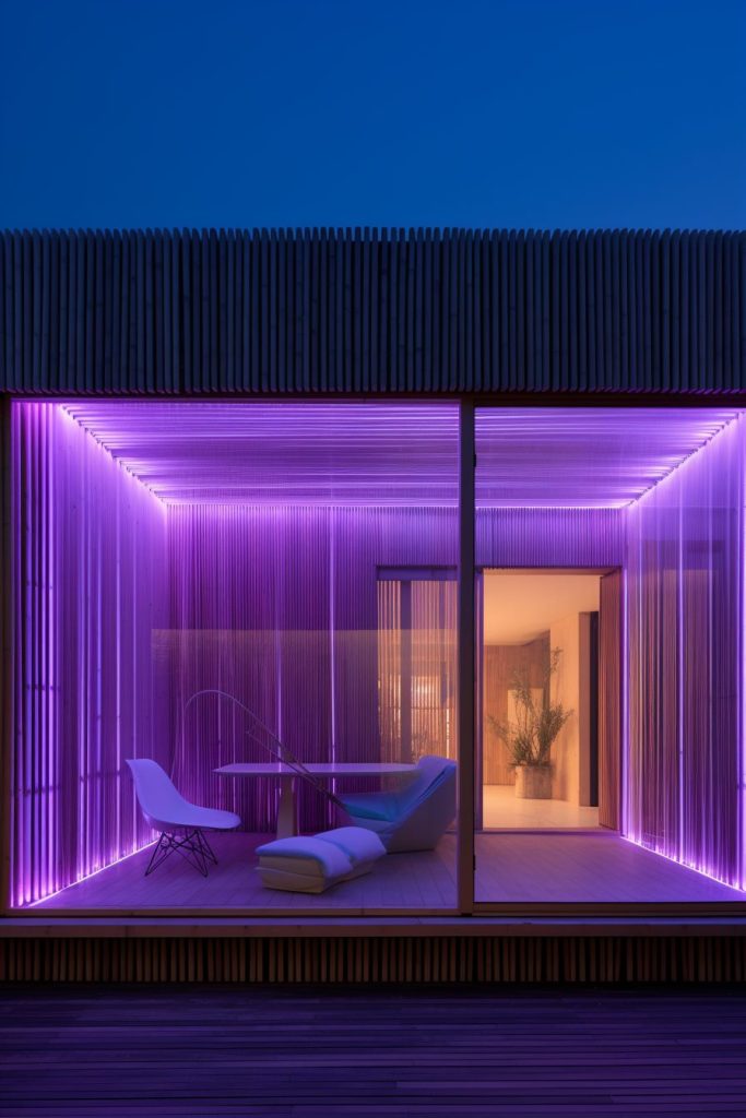 A Bamboo and Light Oak Modern Home - Purple AI Artwork 33