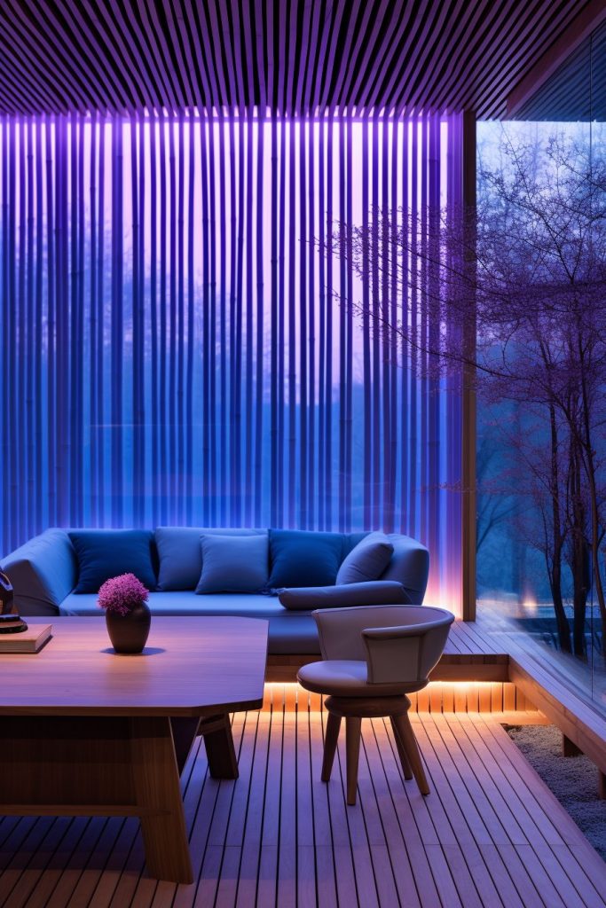 A Bamboo and Light Oak Modern Home - Purple AI Artwork 41