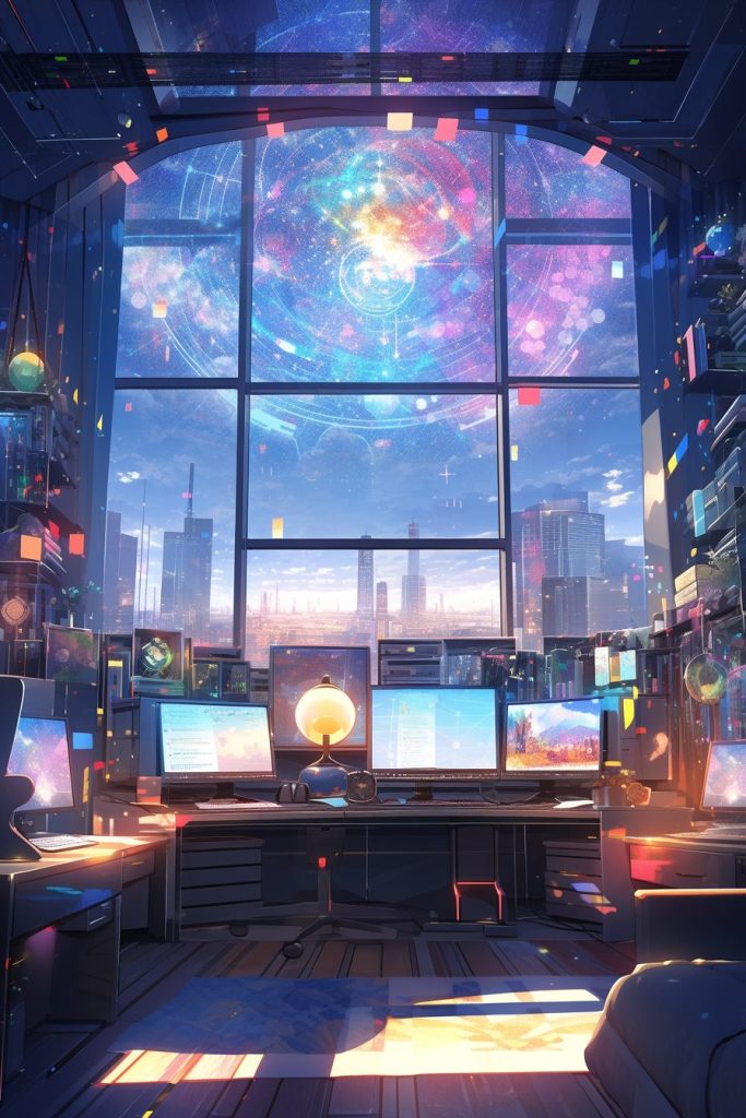 A Bright and Colorful Cyberpunk Apartment AI Artwork 7