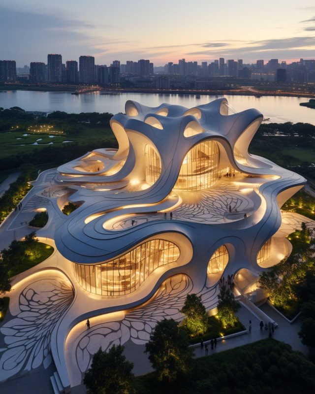 A Building with Futuristic Architecture Design AI Artwork