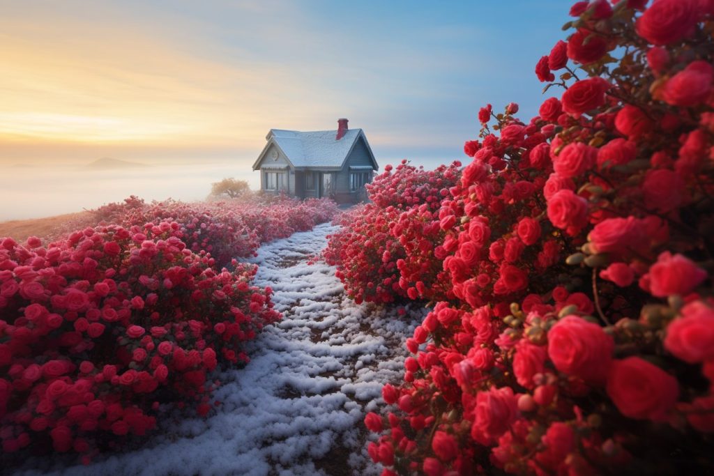 A Cottage Surrounded by a Carpet of Flowers AI Artwork 8