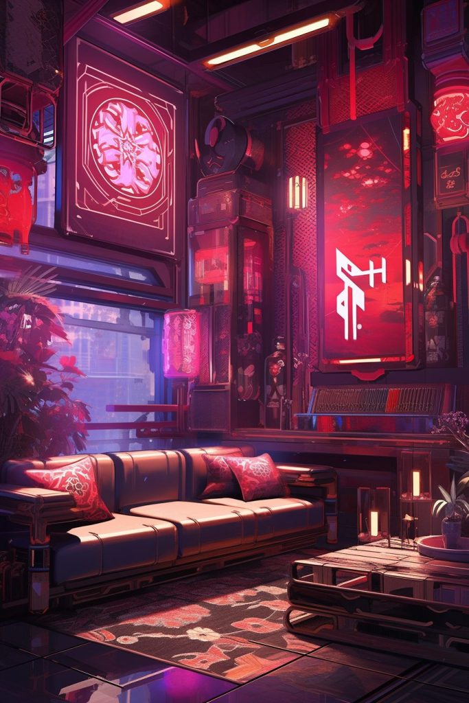 A Cyberpunk Oriental Apartment Room AI Artwork 10