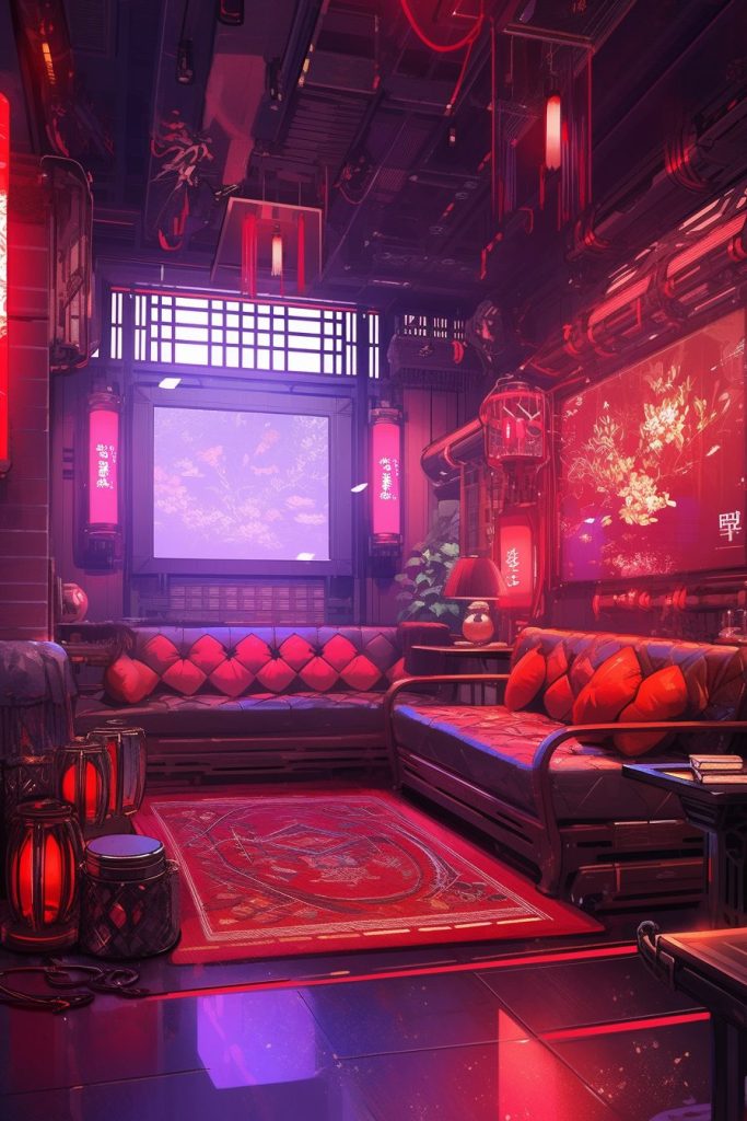 A Cyberpunk Oriental Apartment Room AI Artwork 13