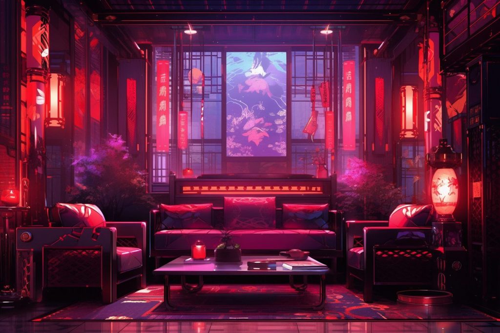 A Cyberpunk Oriental Apartment Room AI Artwork 15