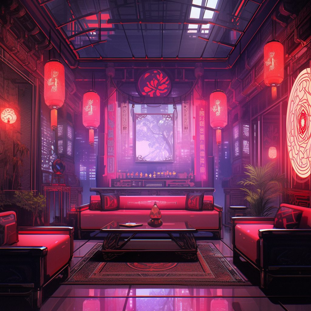 A Cyberpunk Oriental Apartment Room AI Artwork 16