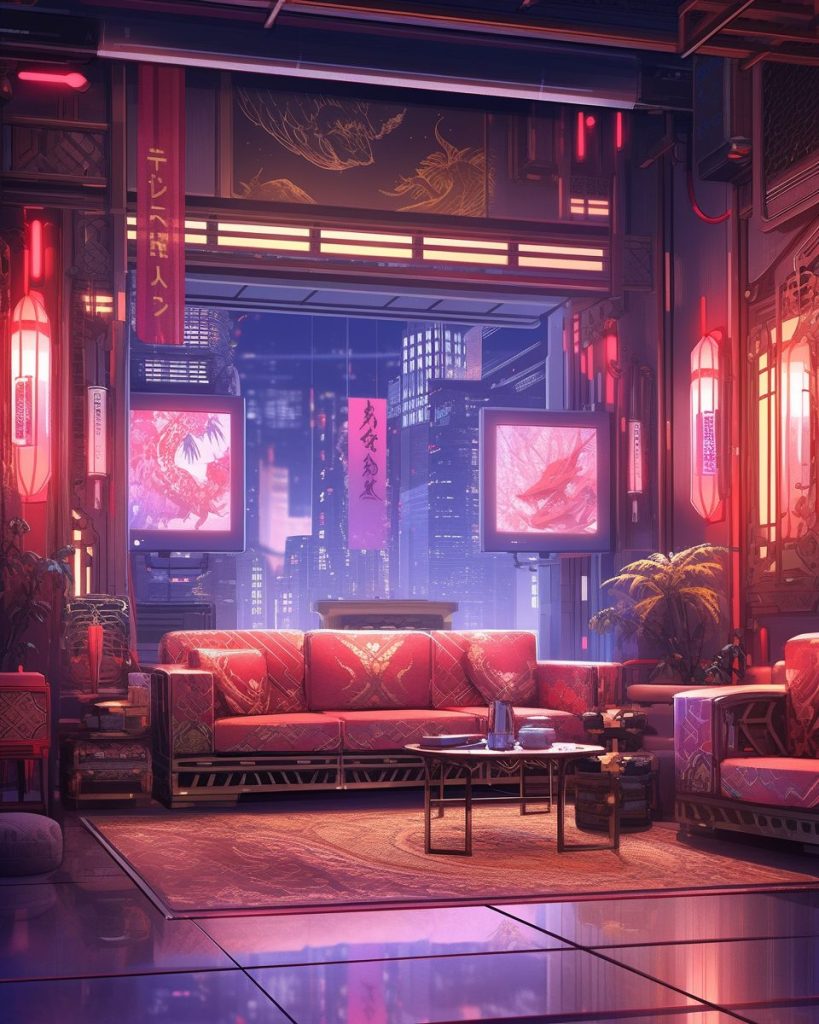 A Cyberpunk Oriental Apartment Room AI Artwork 17