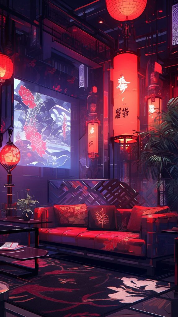 A Cyberpunk Oriental Apartment Room AI Artwork 18