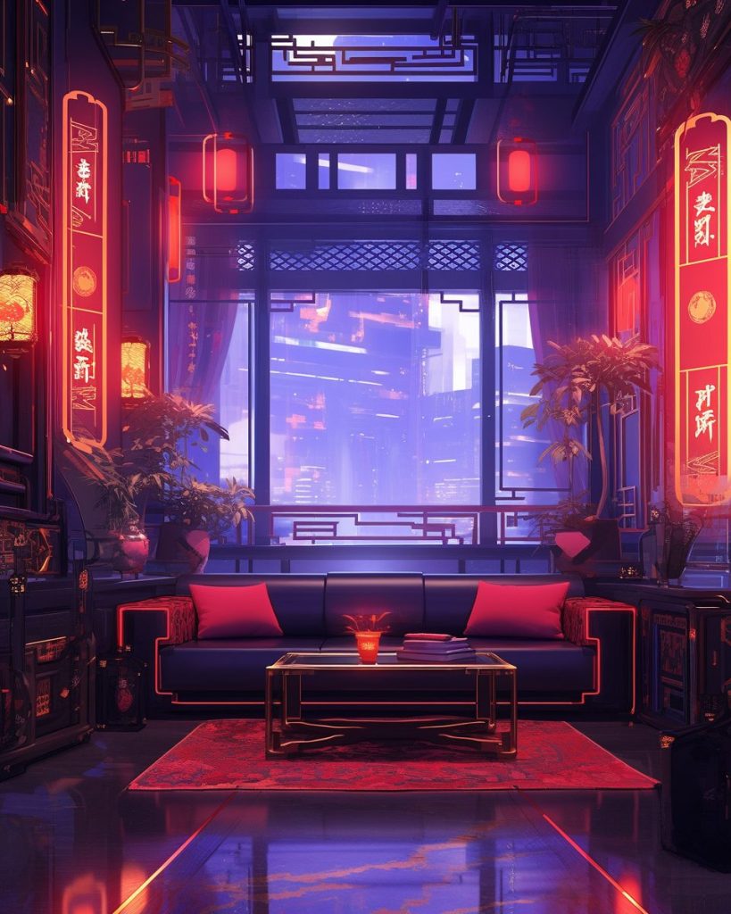 A Cyberpunk Oriental Apartment Room AI Artwork 2