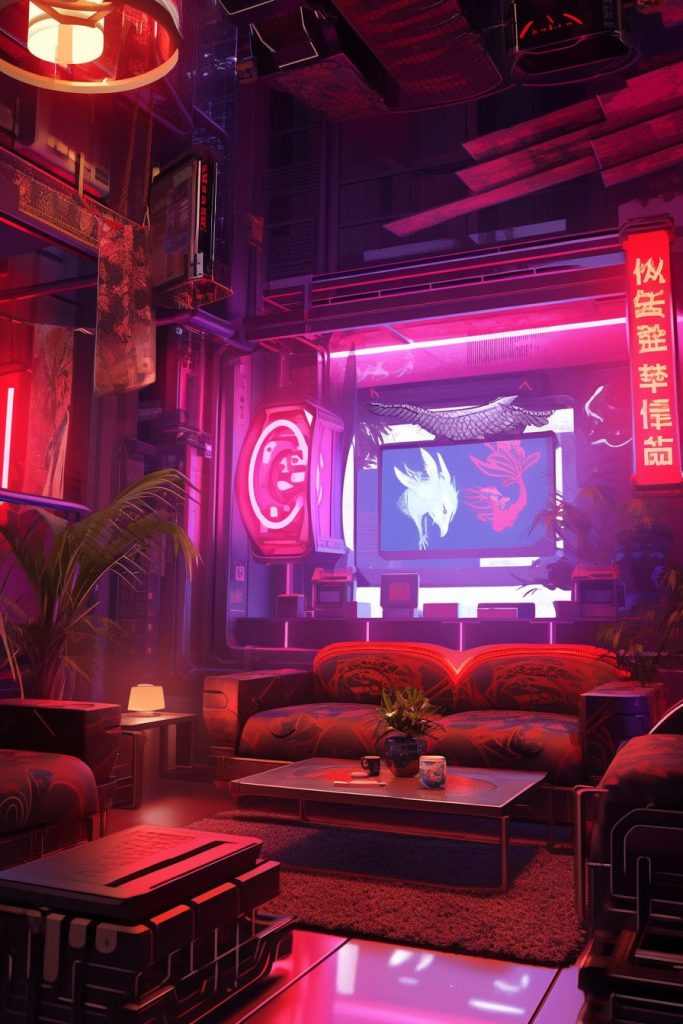 A Cyberpunk Oriental Apartment Room AI Artwork 20