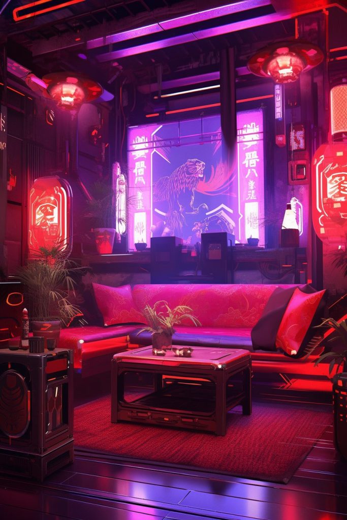 A Cyberpunk Oriental Apartment Room AI Artwork 21