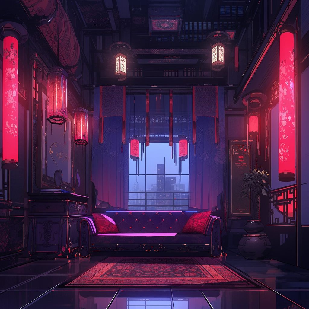 A Cyberpunk Oriental Apartment Room AI Artwork 32
