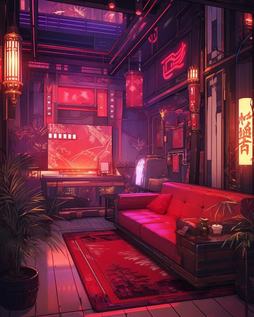 A Cyberpunk Oriental Apartment Room AI Artwork 33
