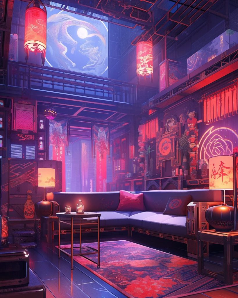 A Cyberpunk Oriental Apartment Room AI Artwork 34