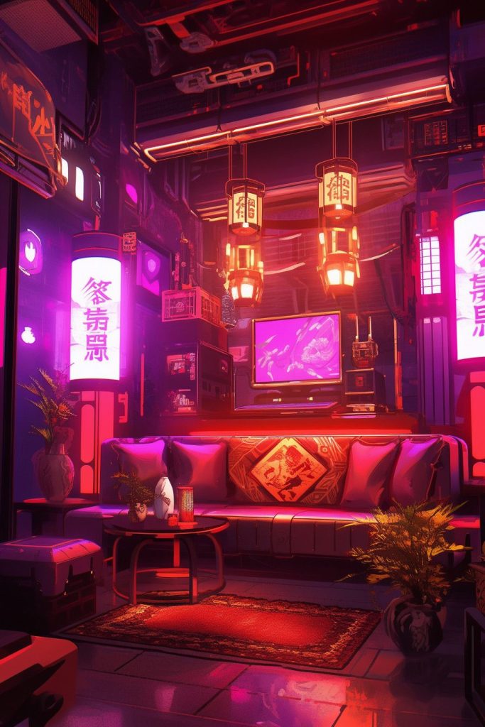 A Cyberpunk Oriental Apartment Room AI Artwork 35