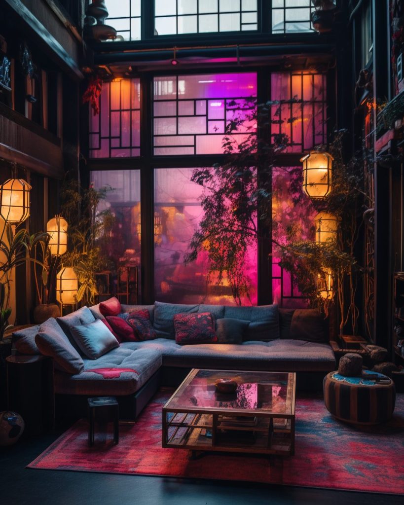 A Cyberpunk Oriental Apartment Room AI Artwork 38