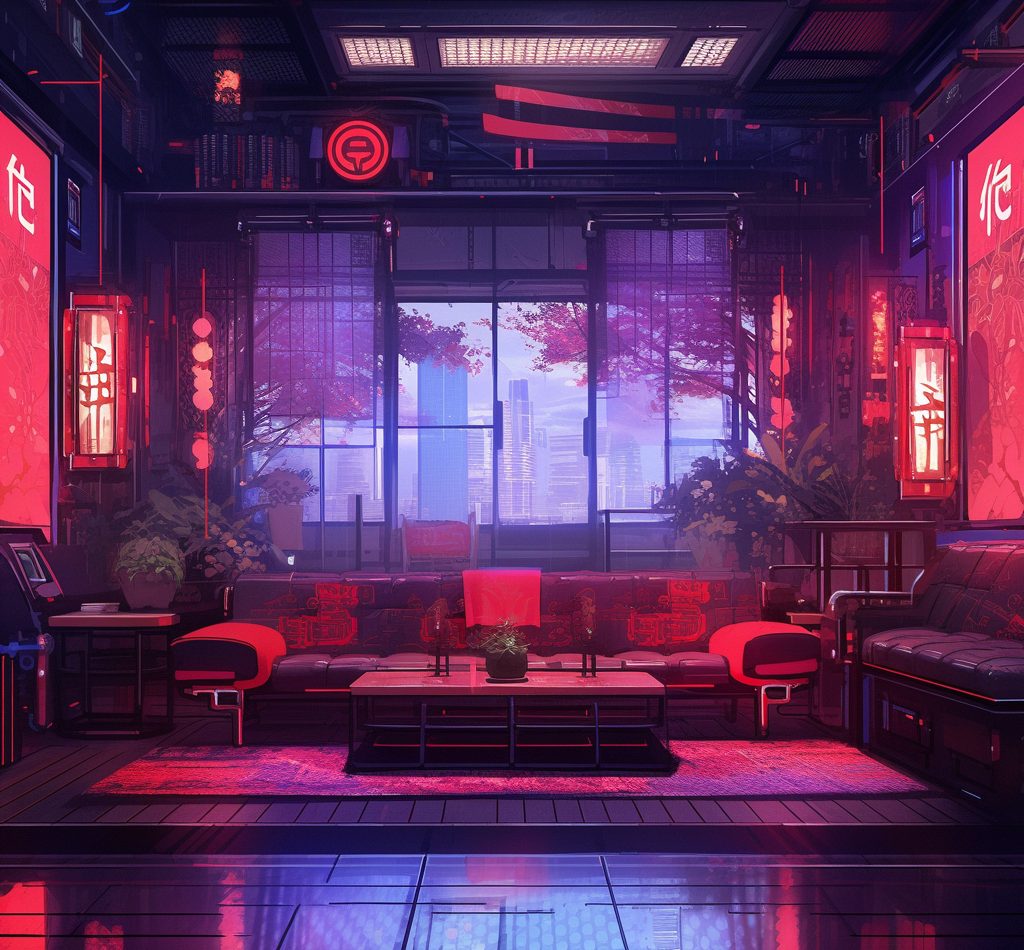 A Cyberpunk Oriental Apartment Room AI Artwork 4