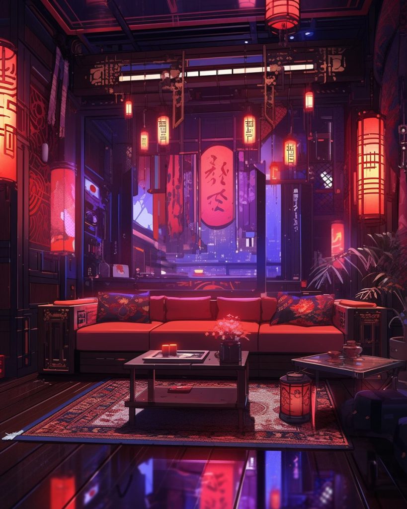 A Cyberpunk Oriental Apartment Room AI Artwork 5