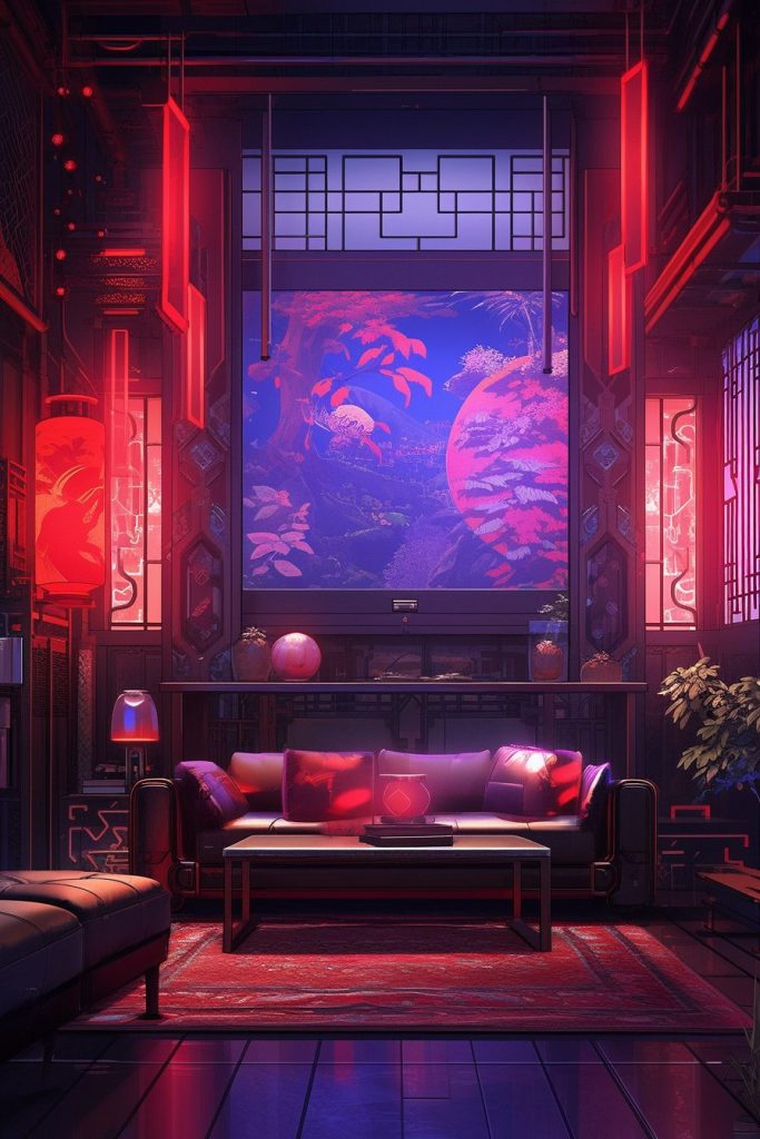 A Cyberpunk Oriental Apartment Room AI Artwork 8