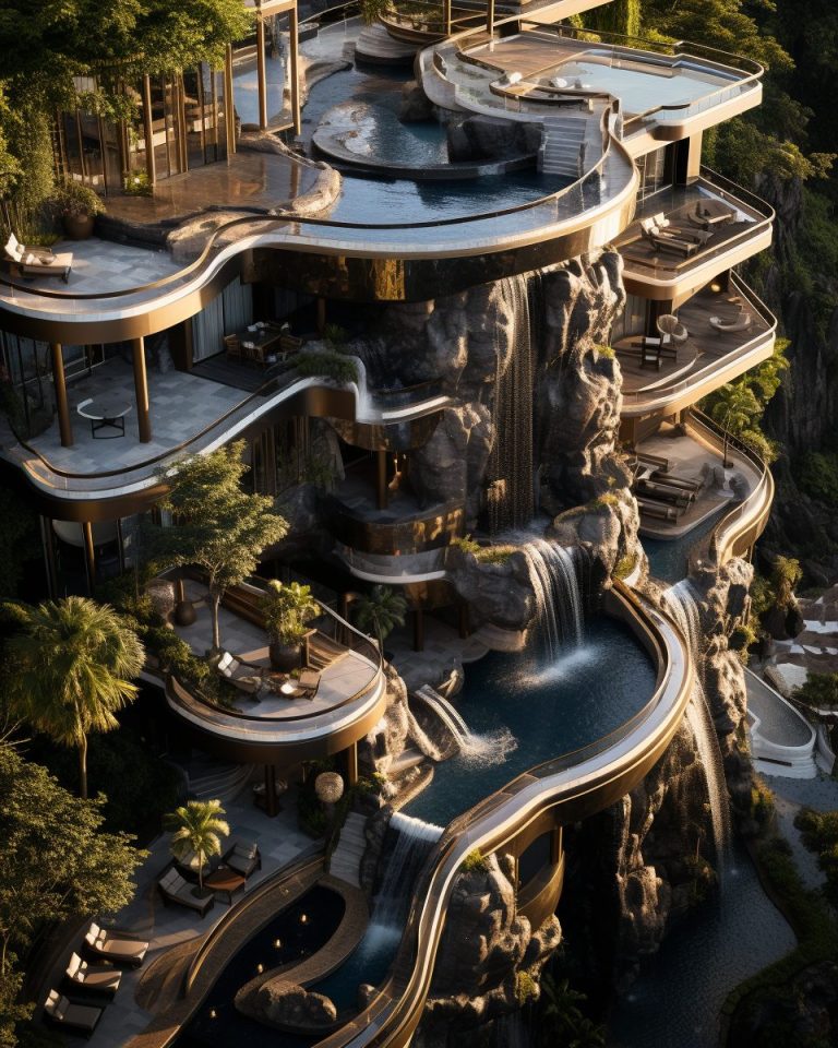 A Mega Luxury Home With Its Own Waterfall
