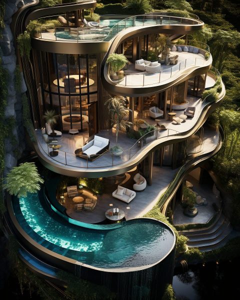 A Mega Luxury Home With Its Own Waterfall
