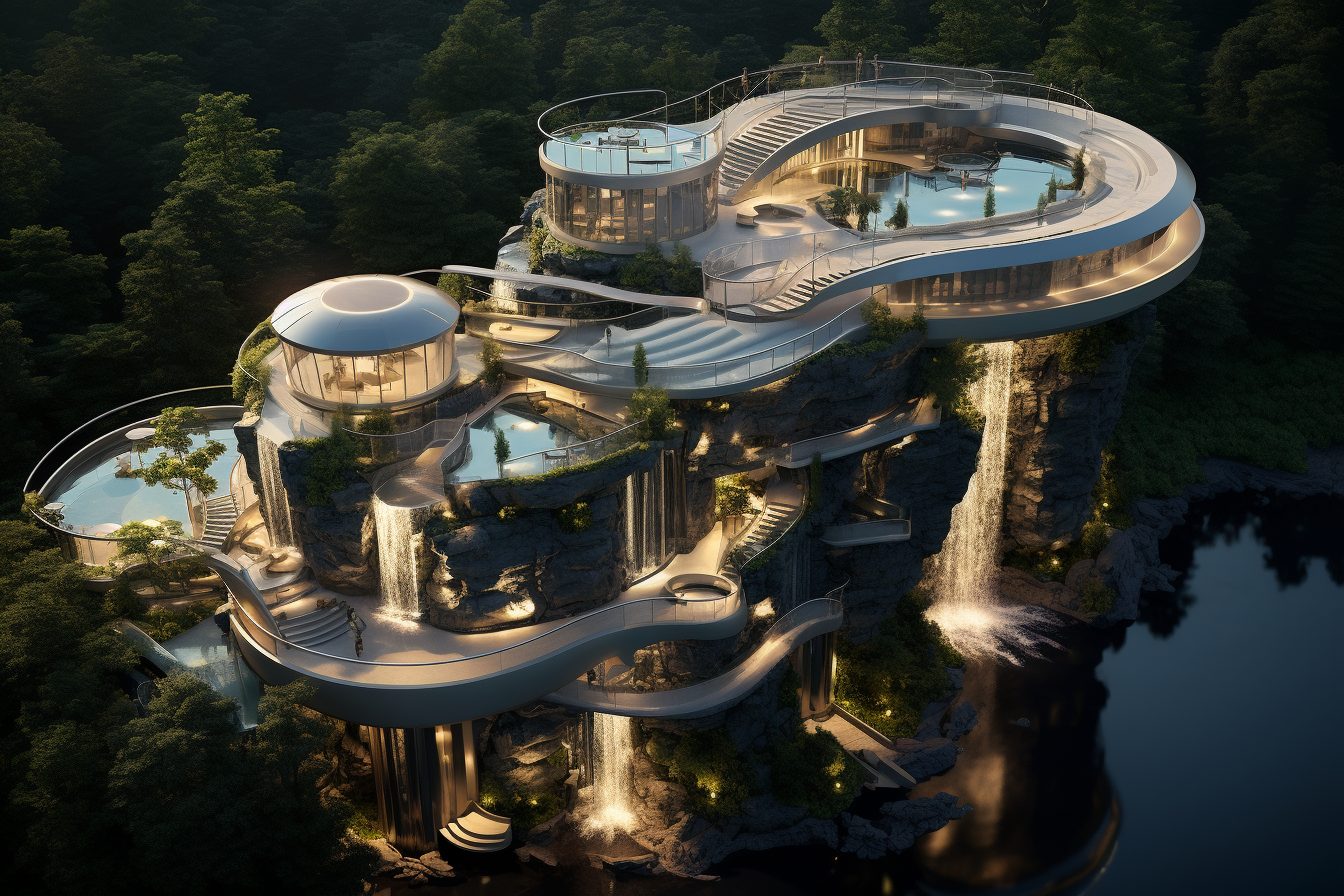 A Mega Luxury Home With Its Own Waterfall